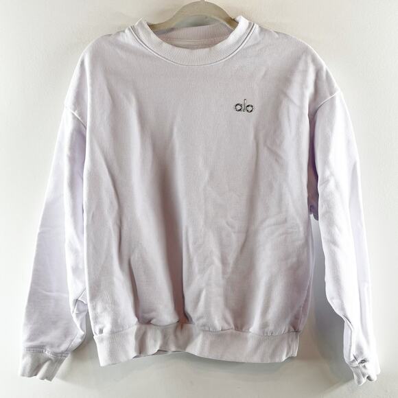 Alo Yoga Accolade Crewneck Oversized Pullover Sweatshirt White XS - Picture 3 of 7